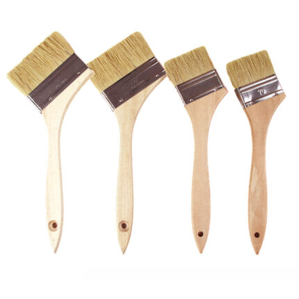 angled brush bent painting brush 1" 2" 3" 4" natural hog bristle wooden handle