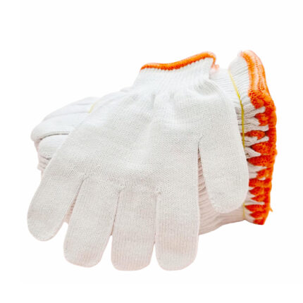 cotton glove white knitted 100 % cotton anti slip construction work safety hand gloves